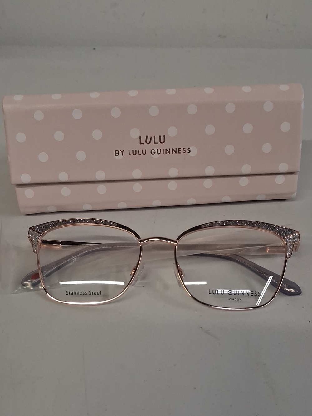 NWT Rxable LuLu Guinness K962 Rose Gold Eyeglass Frames